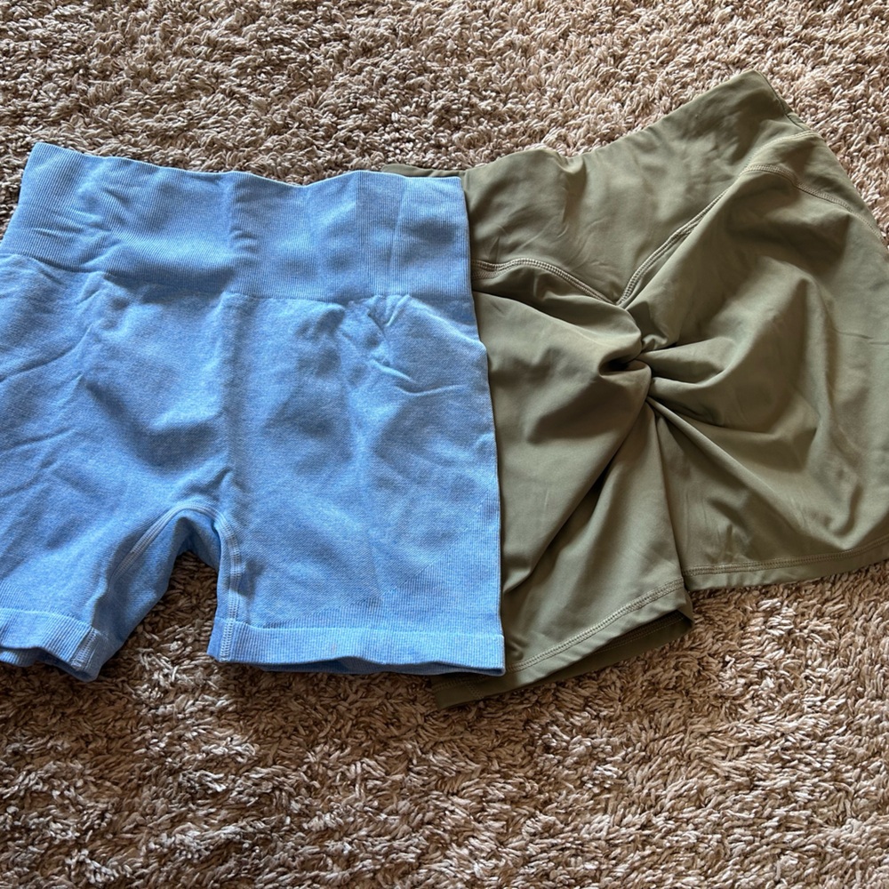 Blue and Olive Green workout shorts